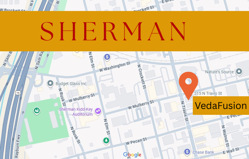 Map showing the VedaFusion Sherman location